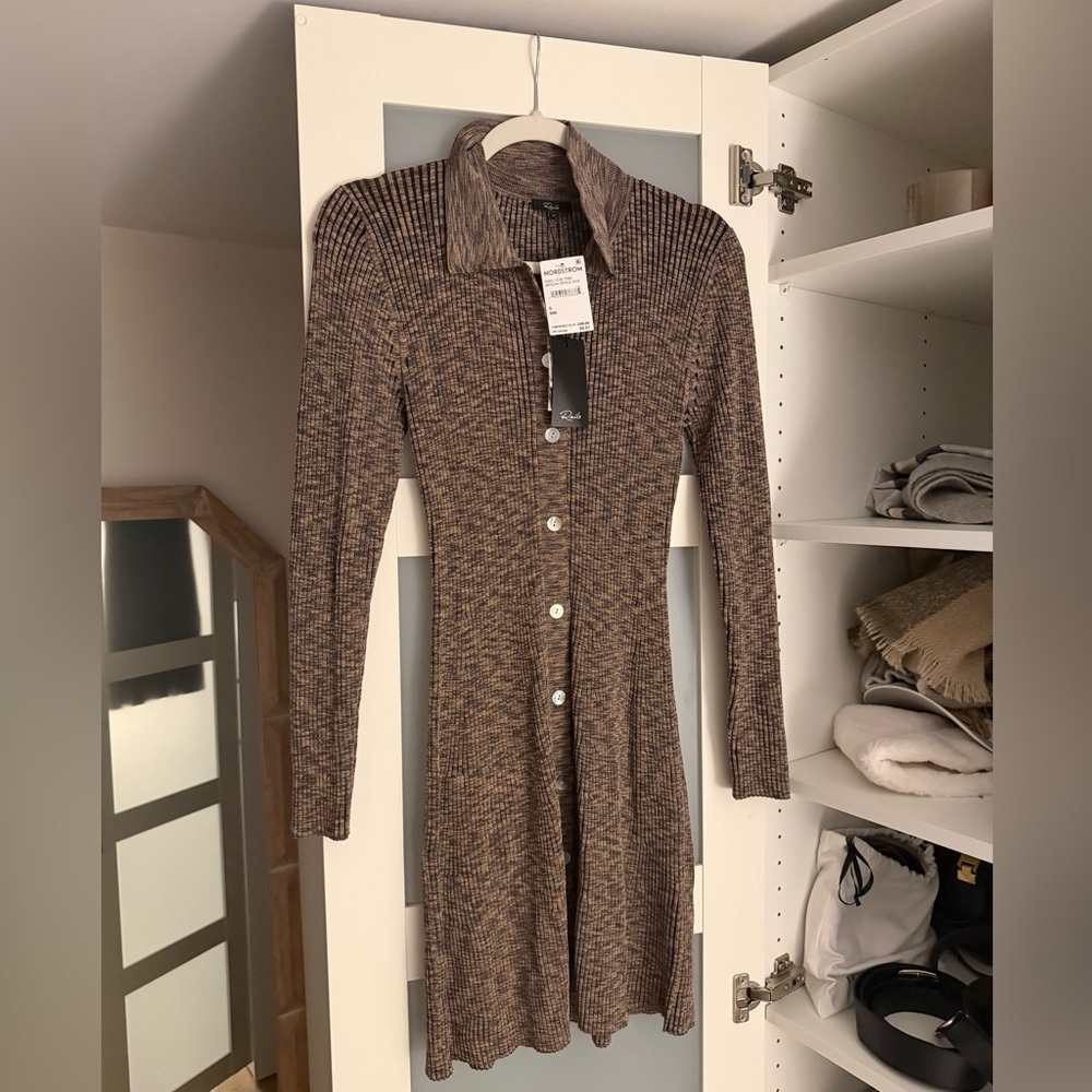 Nikki Space Dye Rib Long Sleeve Sweater Minidress
